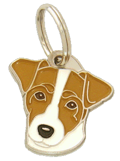 RUSSELL TERRIER BIANCO MARRONE <br> (medagliette per cani, L’incisione è inclusa nel prezzo)